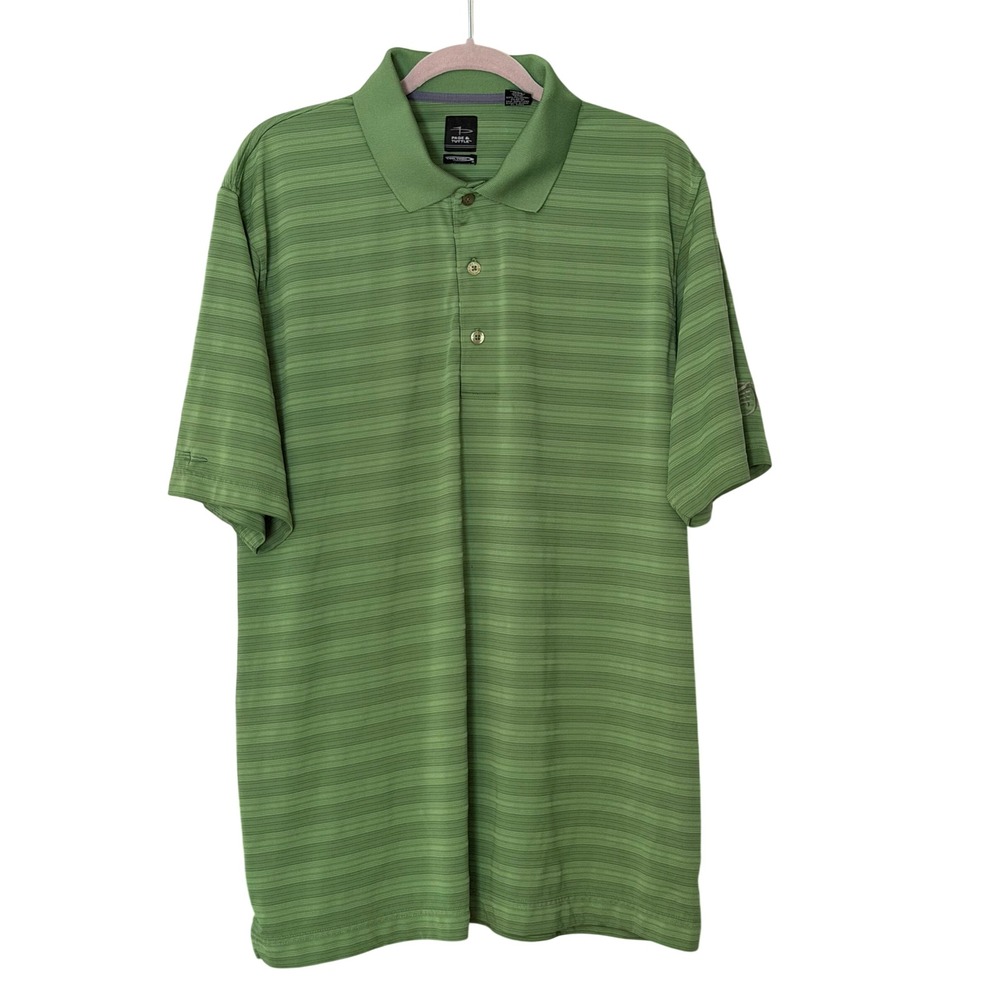 Page & Tuttle Men's XL Green Striped Cool Swing Golf Polo Shirt | SKU 1058